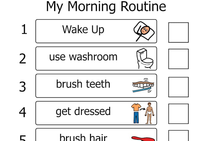 provide printable PDF with daily routine visuals and chore chart